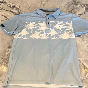 Sunday Crew Blue Palm Tree Polo Shirt XL